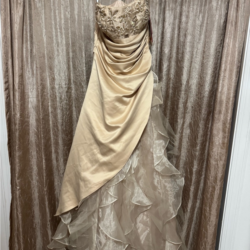Elegant Cream Strapless Evening Gown